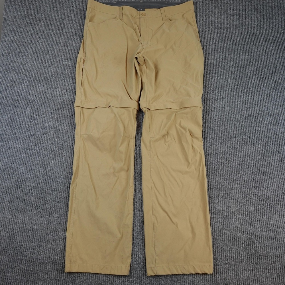 Eddie Bauer Convertible Tech Pants Mens 40x34 Beige Nylon Hiking Stretch 1537466